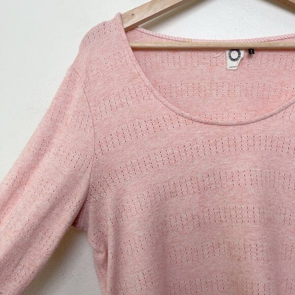 Anthropologie Akemi + Kin Womens Medium Pink Sylvie Pointelle Top - Picture 4 of 13